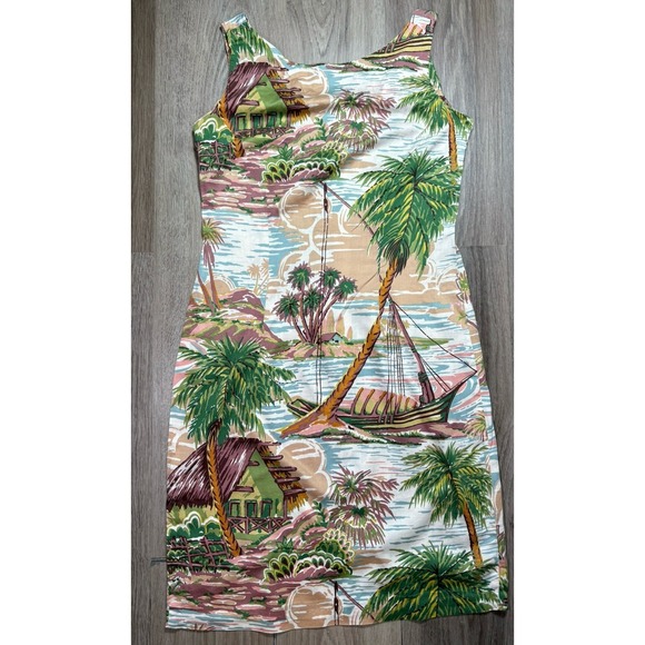 Vintage Reyn Spooner Womens Sleeveless Hawaiian Luau Tropical Midi Dress S - Picture 1 of 13